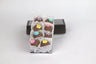 Box of eight Milk Chocolate Truffles, featuring smooth milk chocolate ganache inside creamy milk chocolate shells, topped with delicate hand-made sugar flowers — a rich and elegant treat from Saratoga Chocolate Co.