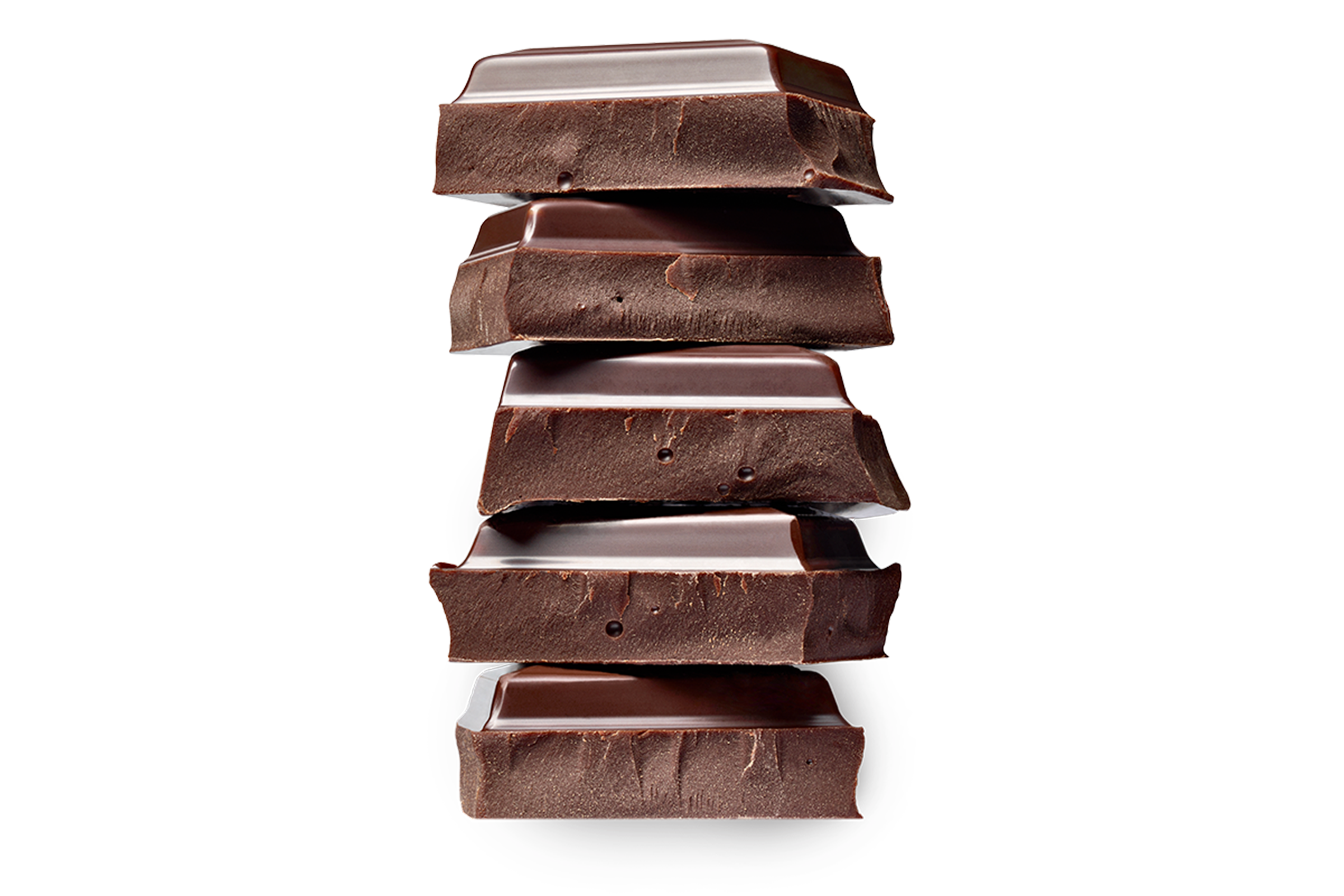 a delicious stack of dark chocolate pieces